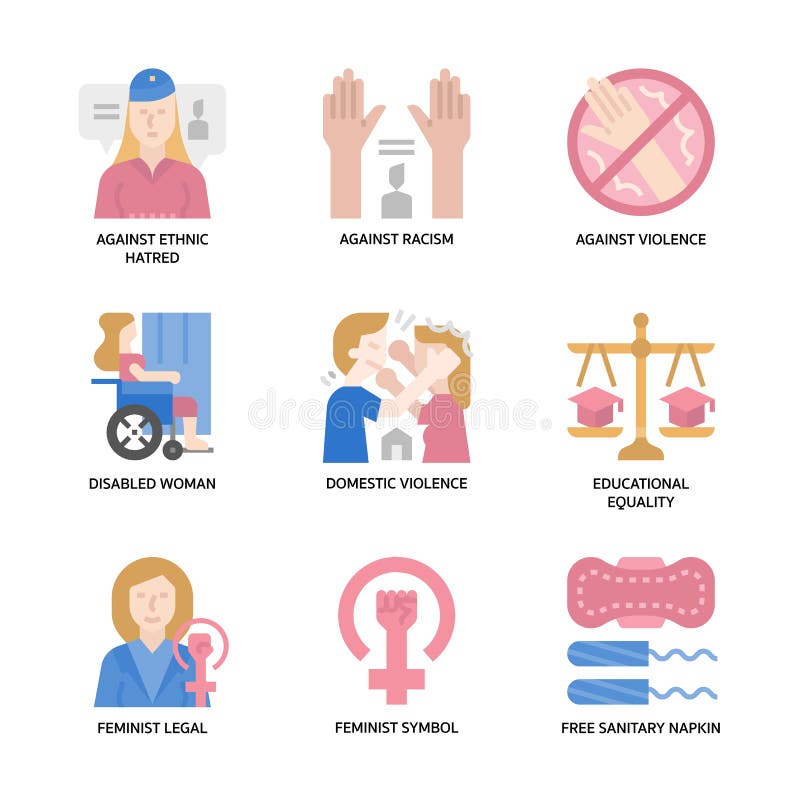 Feminist icons set stock vector. Illustration of legal - 230643034