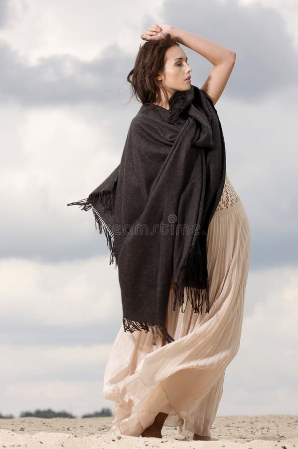 Femme attirante et de sensualité dans le désert photographie stock Femme attirante et de sensualité dans le désert photographie stock