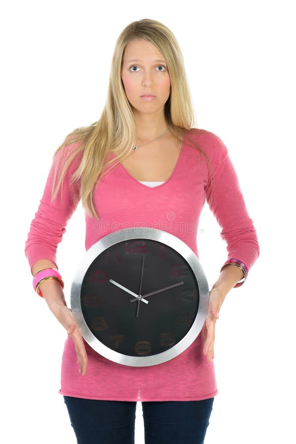 Femme avec de grandes montres image libre de droits Femme avec de grandes montres image libre de droits