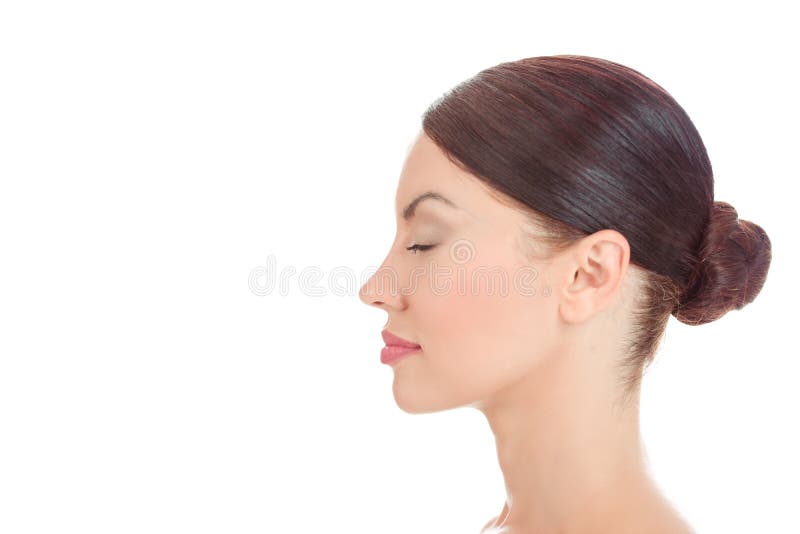 Femme avec des yeux fermés dans la vue de côté photos stock Femme avec des yeux fermés dans la vue de côté photos stock