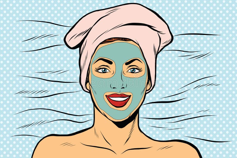 Femme avec le masque cosmétique sur le visage illustration libre de droits Femme avec le masque cosmétique sur le visage illustration libre de droits