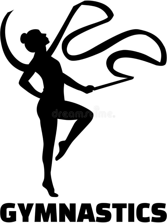 Femme avec le ruban et le mot de gymnastique illustration libre de droits Femme avec le ruban et le mot de gymnastique illustration libre de droits