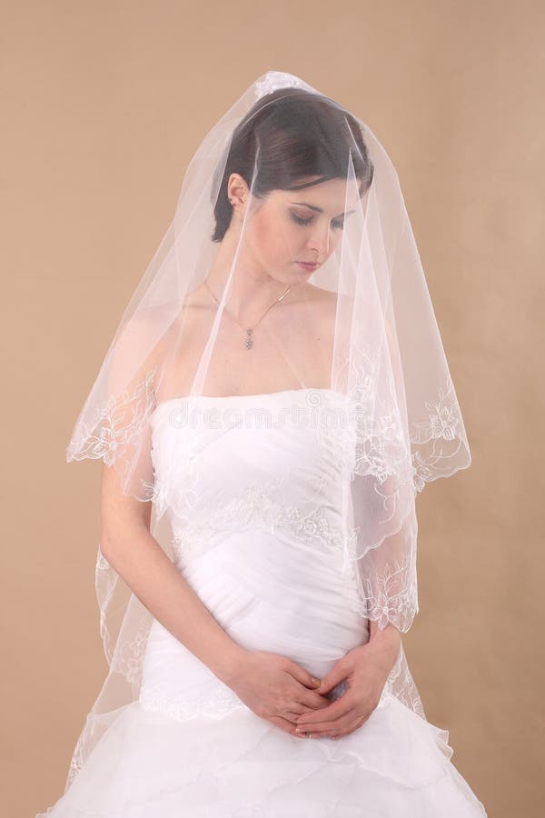 Femme avec le voile transparent de mariage images stock Femme avec le voile transparent de mariage images stock