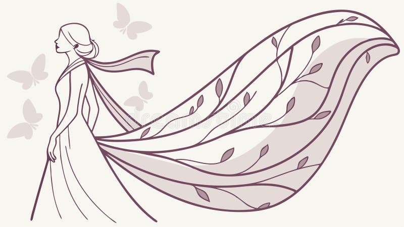Femme avec tissu de flux et papillons Graceful Art conception vectorielle d'art Génération AI illustration libre de droits