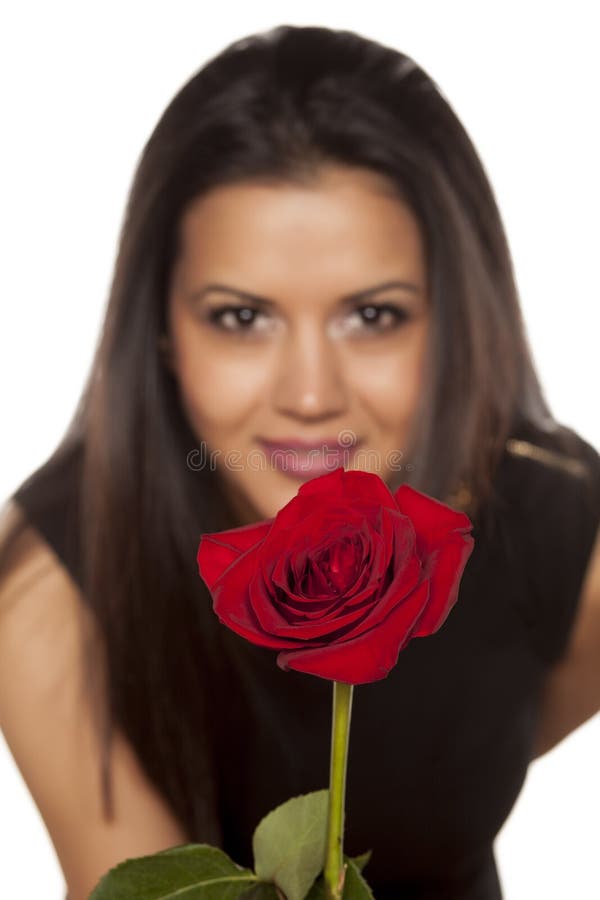 Femme avec une rose photo stock Femme avec une rose photo stock