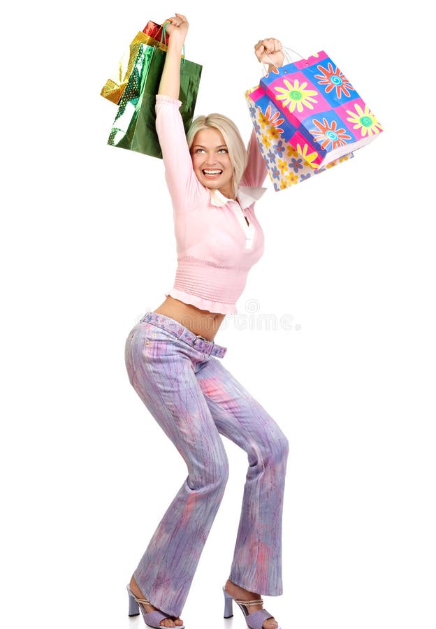 Femme d'achats de Noël image libre de droits Femme d'achats de Noël image libre de droits