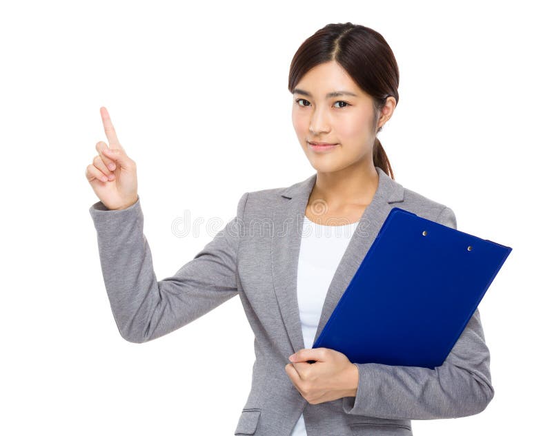 Download Femme D'affaires Asiatique Avec Le Doigt De Presse-papiers Photo stock - Image du dépliant, corporate: 45365522