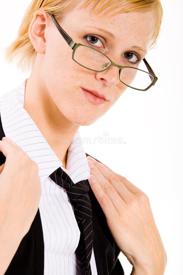 Femme d'affaires avec des glaces photo stock Femme d'affaires avec des glaces photo stock