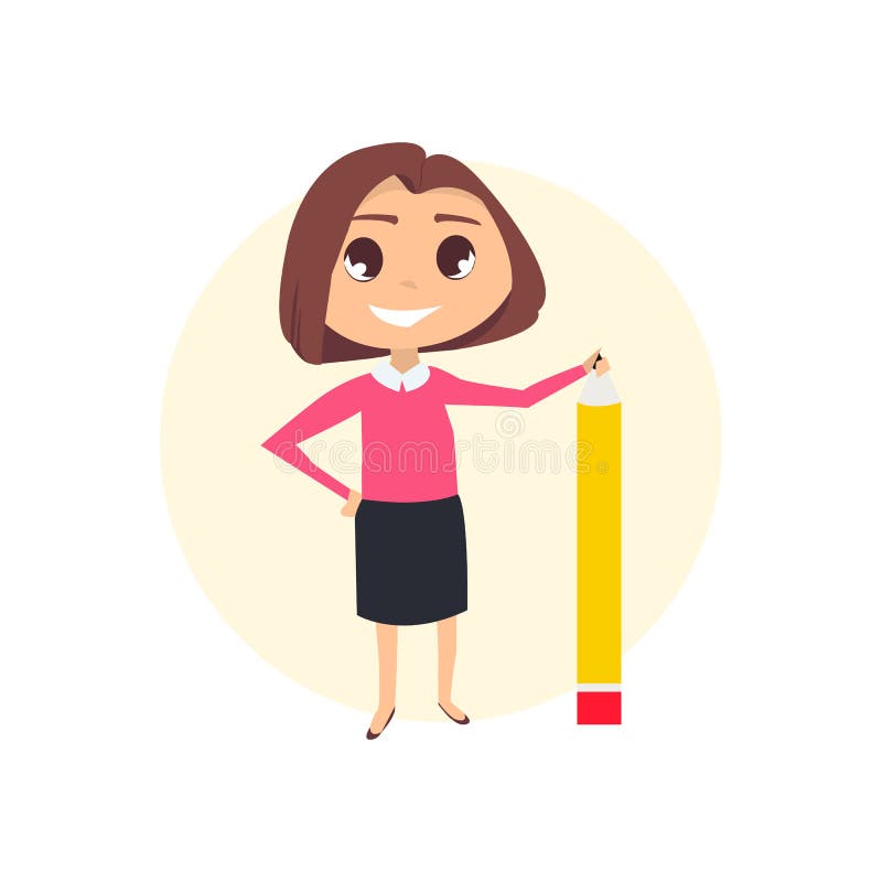 Femme d'affaires avec le crayon illustration libre de droits Femme d'affaires avec le crayon illustration libre de droits