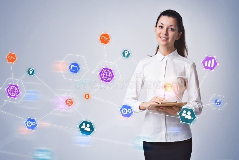 Femme d'affaires avec le presse-papiers, iot photos stock Femme d'affaires avec le presse-papiers, iot photos stock