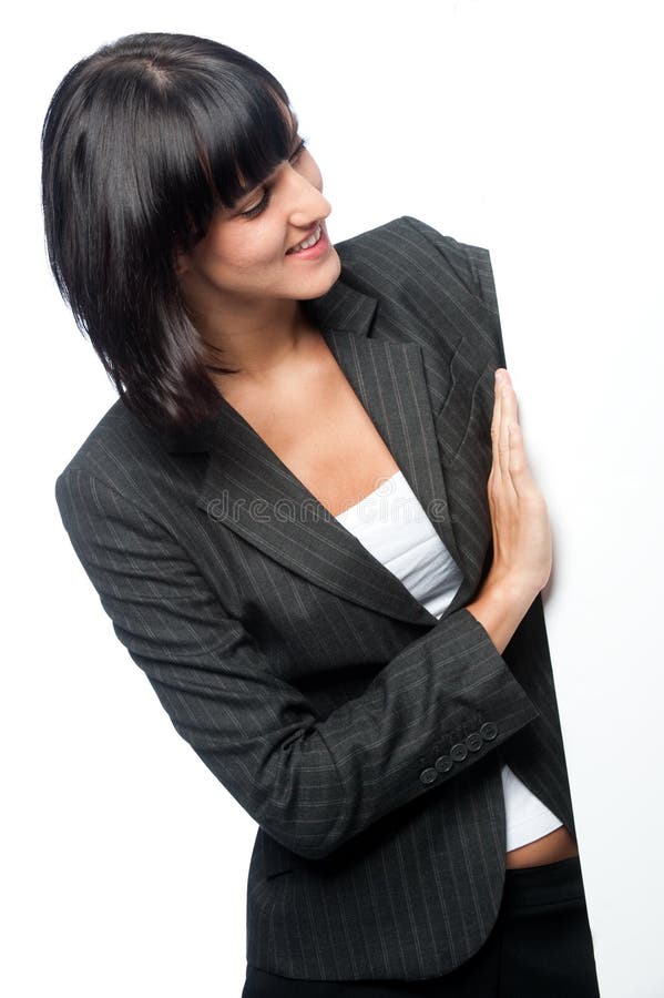 Femme d'affaires avec une carte vierge photo libre de droits Femme d'affaires avec une carte vierge photo libre de droits