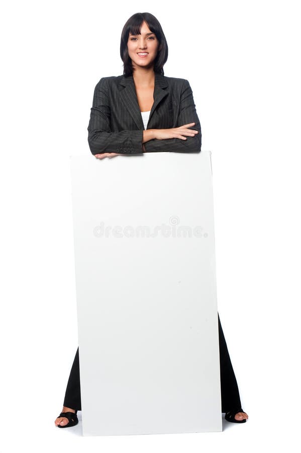 Femme d'affaires avec une carte vierge image libre de droits Femme d'affaires avec une carte vierge image libre de droits