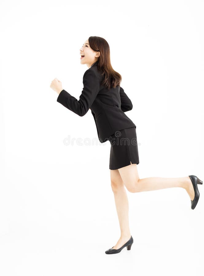 Femme d'affaires courant et recherchant image stock Femme d'affaires courant et recherchant image stock