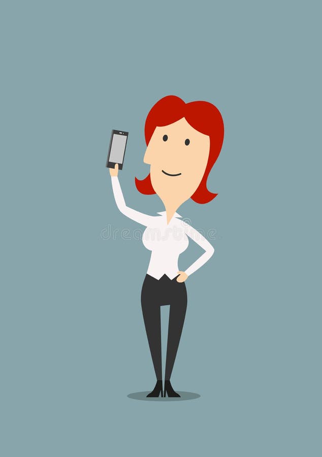 Femme d'affaires de bande dessinée prenant le tir de selfie illustration de vecteur Femme d'affaires de bande dessinée prenant le tir de selfie illustration de vecteur