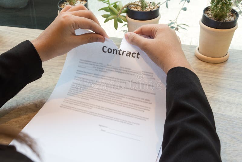 Femme d'affaires déchirant un contrat photo stock Femme d'affaires déchirant un contrat photo stock