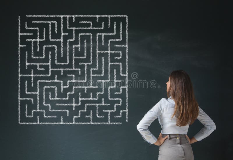Femme d'affaires et labyrinthe photographie stock Femme d'affaires et labyrinthe photographie stock