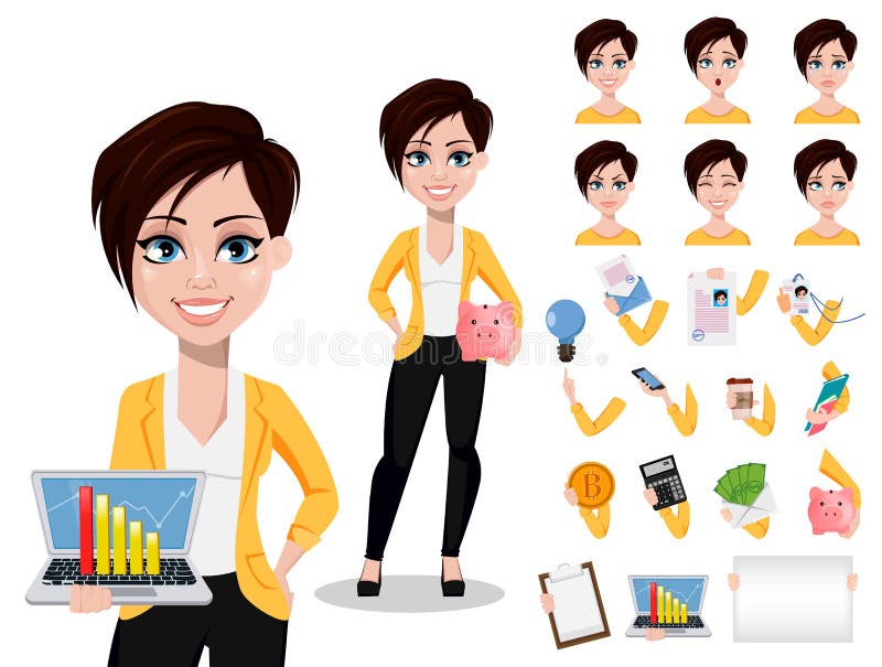 Femme d'affaires, indépendante, banquier Belle dame dans des vêtements sport illustration stock Femme d'affaires, indépendante, banquier Belle dame dans des vêtements sport illustration stock