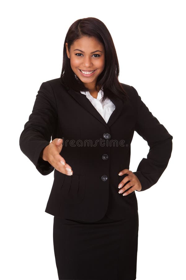 Femme d'affaires prolongeant sa main à la poignée de main photo libre de droits Femme d'affaires prolongeant sa main à la poignée de main photo libre de droits