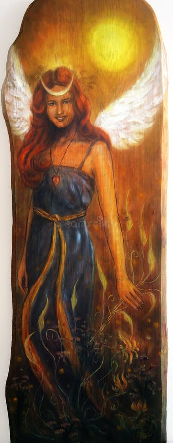 Femme d'ange avec des ailes blanches et une robe bleue, belle peinture colorée, d'isolement sur le fond blanc, avec le chemin de illustration de vecteur Femme d'ange avec des ailes blanches et une robe bleue, belle peinture colorée, d'isolement sur le fond blanc, avec le chemin de illustration de vecteur