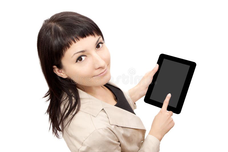 Femme d'ordinateur de tablette image stock Femme d'ordinateur de tablette image stock