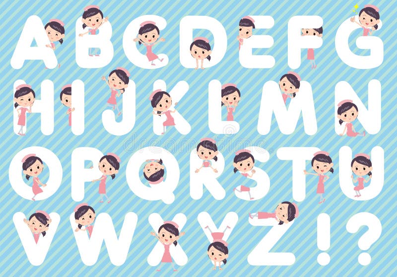 Femme d'usage de rose d'infirmière A à Z illustration stock