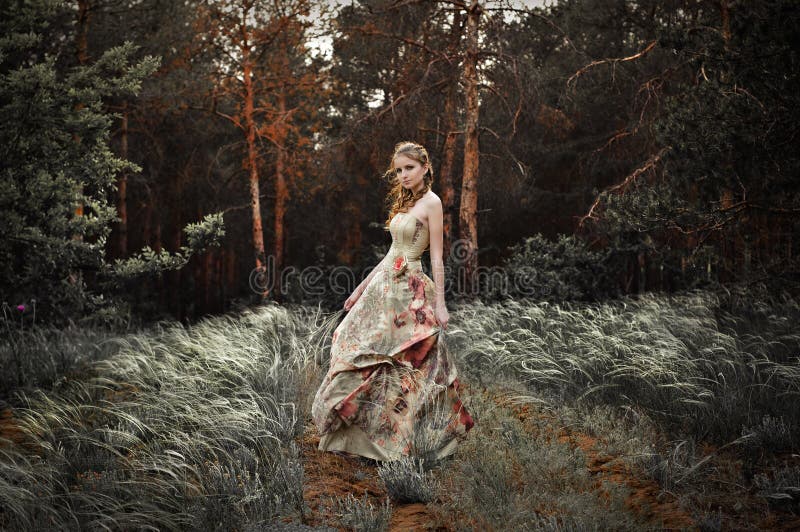 Femme dans la forêt de féerie photo libre de droits Femme dans la forêt de féerie photo libre de droits