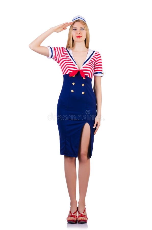 Femme dans le costume de marin photographie stock Femme dans le costume de marin photographie stock