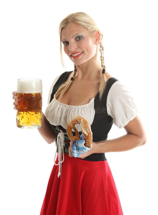 Jeune Fille Sexy De Serveuse Utilisant Un Dirndl Oktoberfest Traditionnel Bavarois Ou Allemands