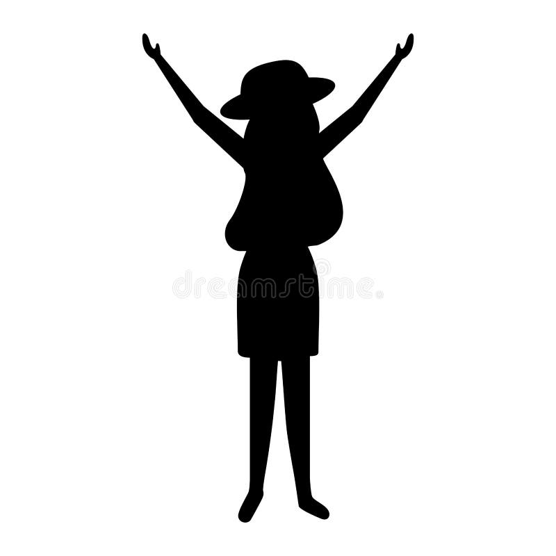 Femme de silhouette avec le chapeau et le sac à dos illustration stock Femme de silhouette avec le chapeau et le sac à dos illustration stock