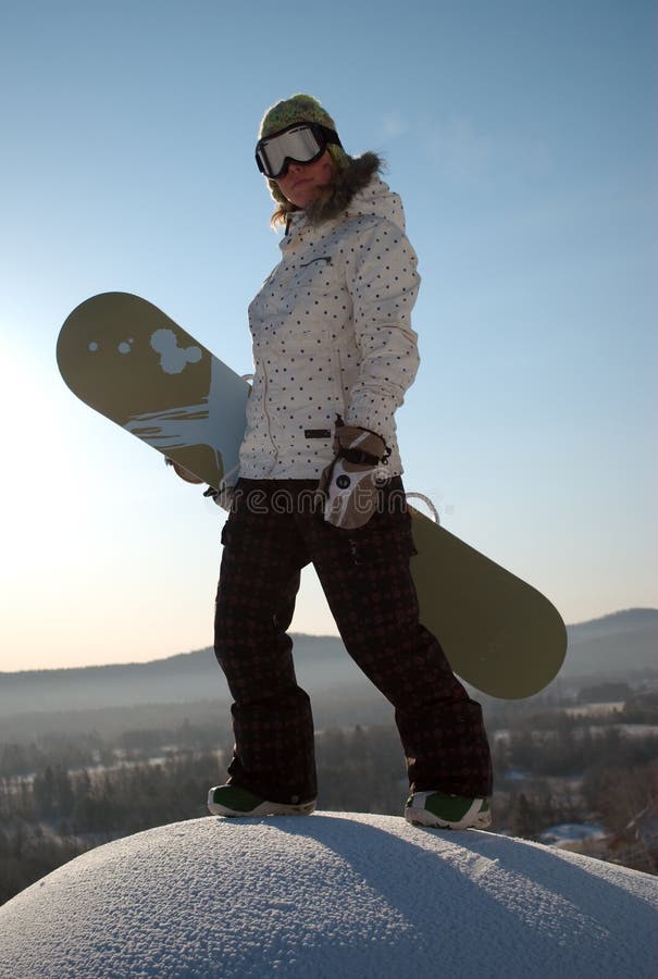 femme de snowboard de fixation images stock femme de snowboard de fixation images stock