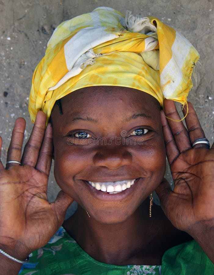 Woman in Africa with a big smile. Woman in Africa with a big smile