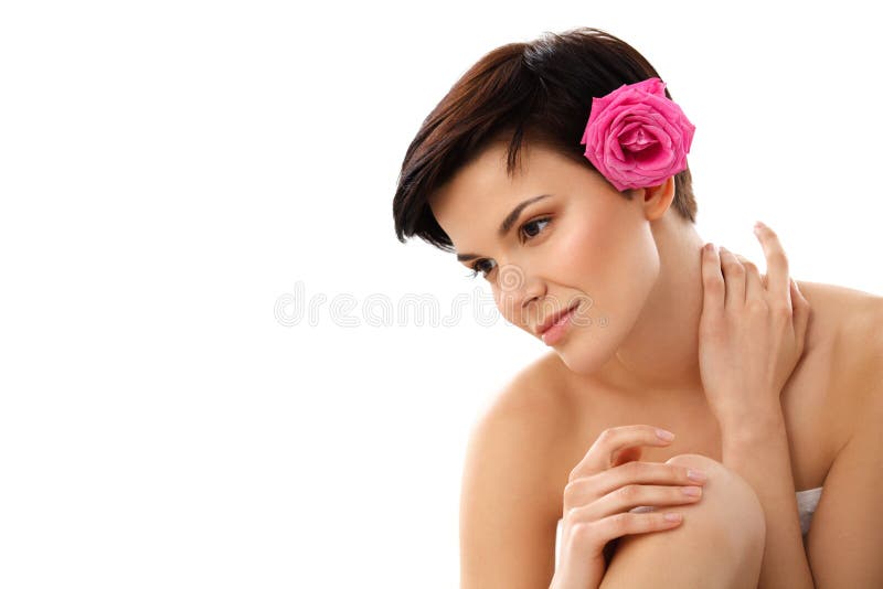 Femme de station thermale Plan rapproché d'une belle femme obtenant le traitement S de station thermale images stock Femme de station thermale Plan rapproché d'une belle femme obtenant le traitement S de station thermale images stock