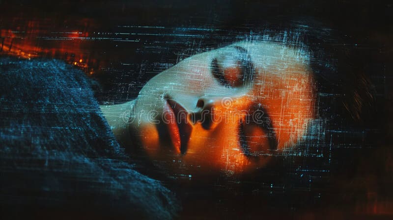 Femme dormant avec effet de superposition numérique créant une atmosphère surréaliste photographie stock libre de droits
