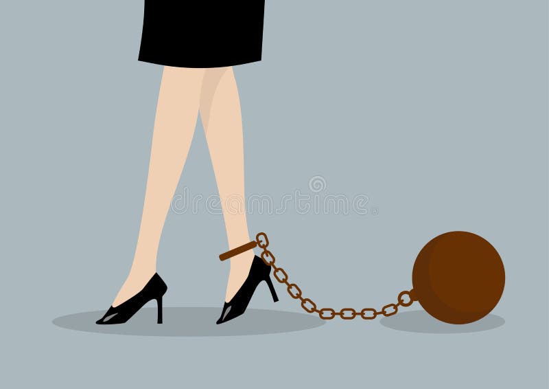 Chained business woman. Business concept. Chained business woman. Business concept