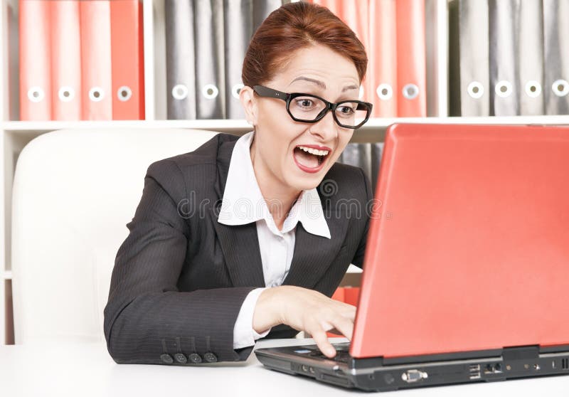 Femme heureuse d'affaires de succès photo stock