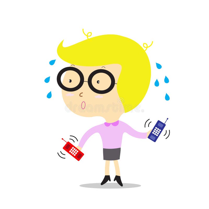 Femme occupée d'affaires avec la sonnerie de téléphone illustration de vecteur Femme occupée d'affaires avec la sonnerie de téléphone illustration de vecteur