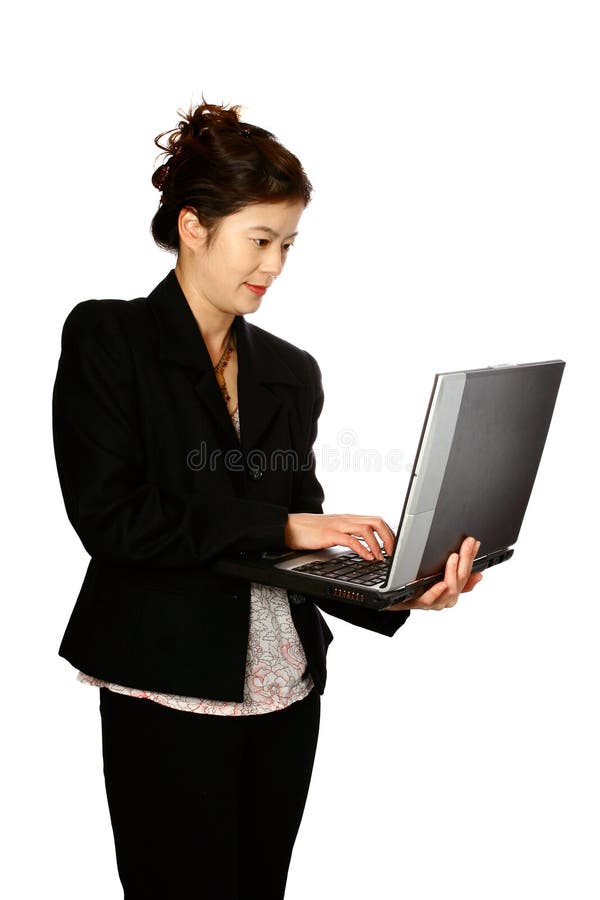 Femme oriental avec l'ordinateur portatif images stock Femme oriental avec l'ordinateur portatif images stock