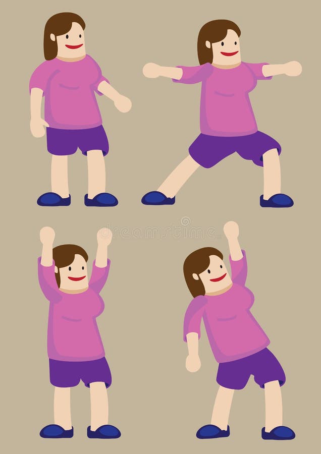 Femme plus de taille exerçant l'illustration de bande dessinée de vecteur illustration libre de droits Femme plus de taille exerçant l'illustration de bande dessinée de vecteur illustration libre de droits