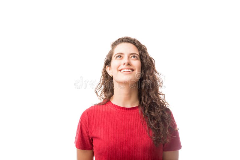 Femme regardant l'espace de copie image libre de droits Femme regardant l'espace de copie image libre de droits