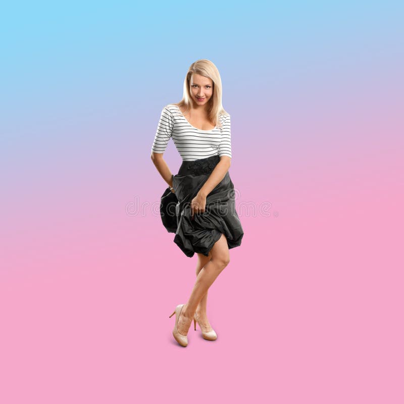 Femme sur le fond à la mode de gradient images libres de droits