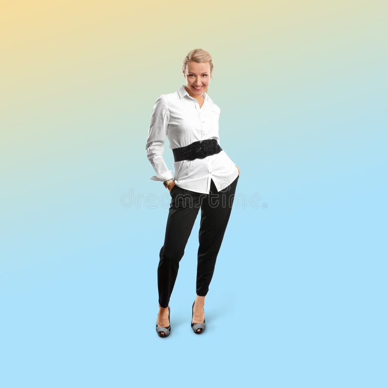 Femme sur le fond à la mode de gradient photo libre de droits