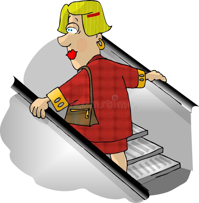 Femme sur un escalator de magasin illustration de vecteur Femme sur un escalator de magasin illustration de vecteur