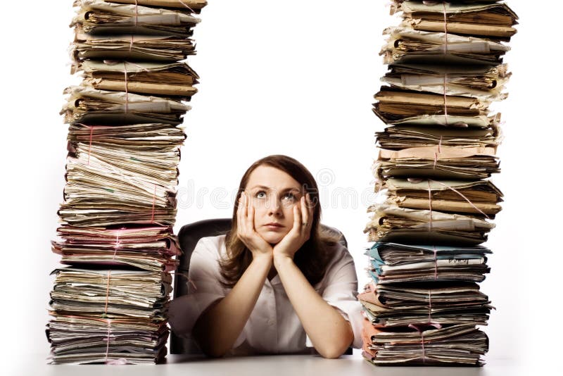 Femme surchargée d'affaires photo stock