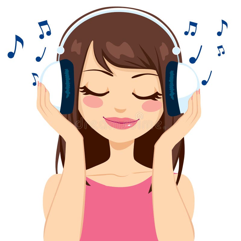 Femme écoutant la musique illustration de vecteur Femme écoutant la musique illustration de vecteur