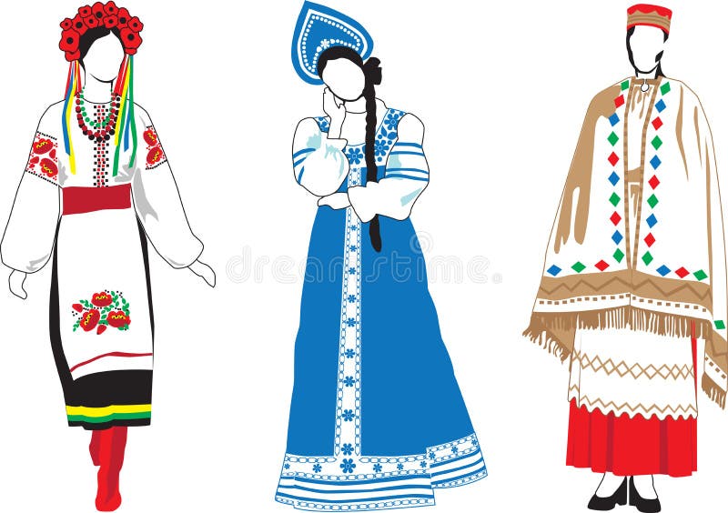 Femmes dans des leurs costumes nationaux illustration libre de droits Femmes dans des leurs costumes nationaux illustration libre de droits