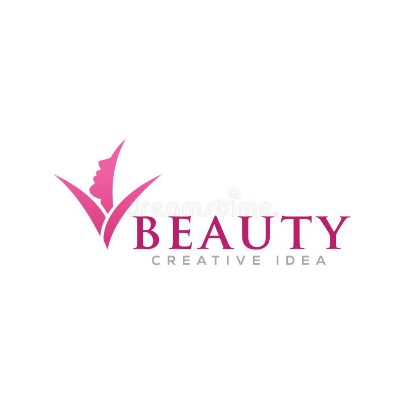 Femmes de beauté avec le calibre de logo de nature de feuille illustration libre de droits Femmes de beauté avec le calibre de logo de nature de feuille illustration libre de droits