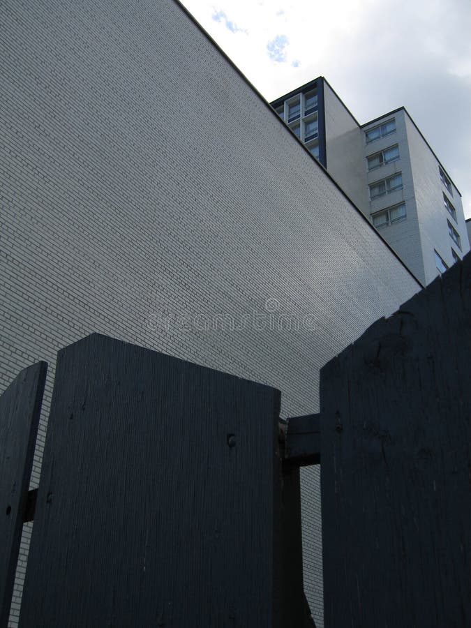 Fence with building abstract