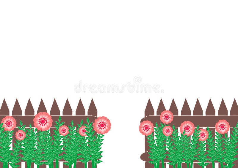 Fence and Flower Border stock illustration. Illustration of frame