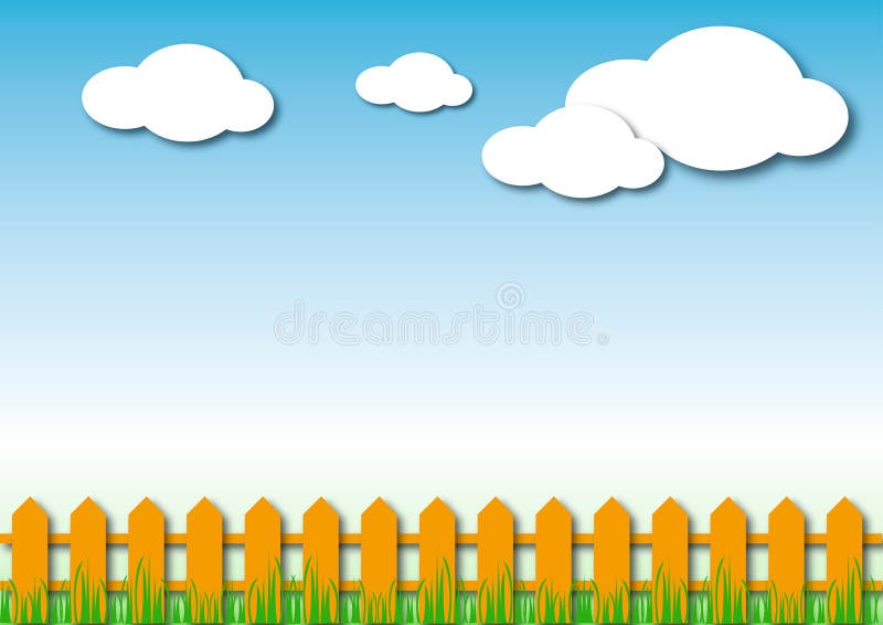 Fence, grass, clouds, sky stock illustration. Illustration of victor ...