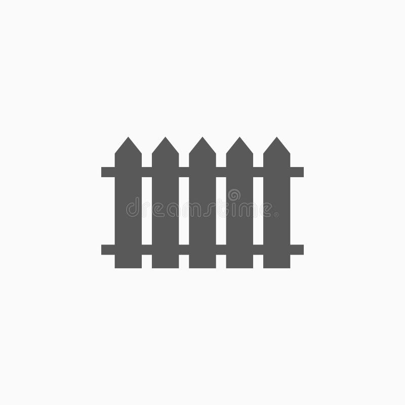 Fence icon, fencing, picket, railing, grating, stockade stock illustration